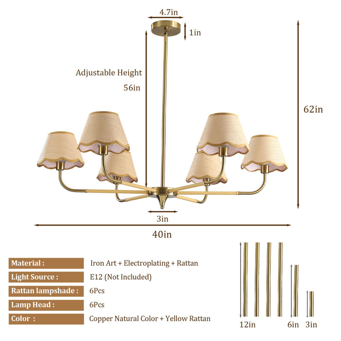 6 Lamp Chandelier - Golden Daily Nest