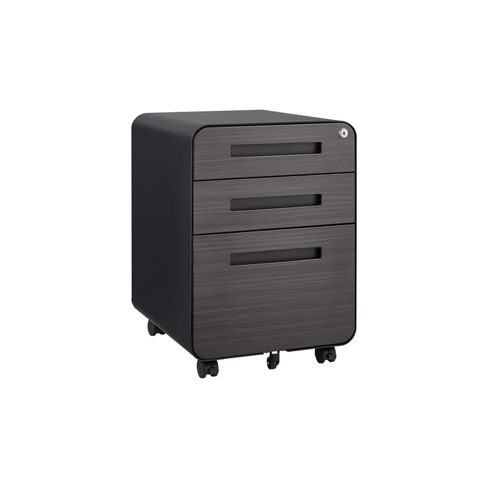 3 Drawer Mobile File Cabinet Under Desk Office, Simple Style Versatile Storage Cabinet For Legal / Letter / A4 Files, 5 Wheel Design Anti - Tilting Cold Rolled Steel Waterproof Moisture - Proof - Black
