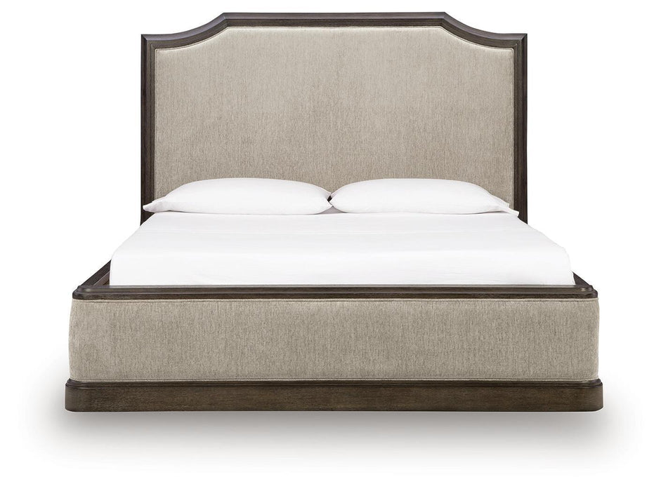 Wickenger - King Upholstered Panel Bed - Dark Brown Signature Design by Ashley®