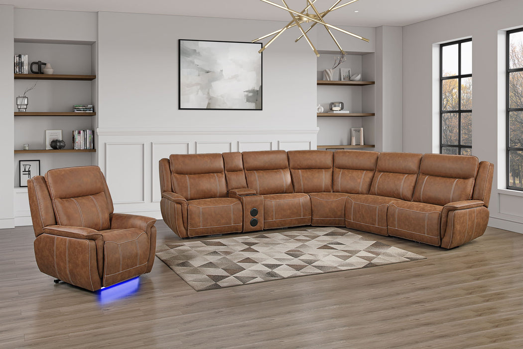 Kyra - LAF Recliner With Power Headrest, Footrest, Massage, Heat - Saddle