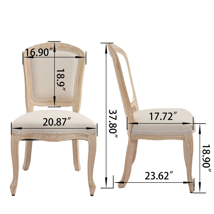 Dining Chairs Upholstered With Fan Shaped Back (Set of 2) - Beige Home Essentials
