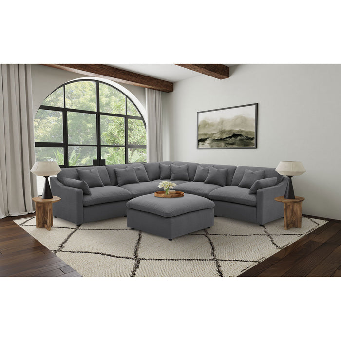 6 Piece Upholstered Modular Sectional Sofa With Reversible Cushions And Ottoman - Charcoal Furniture Max