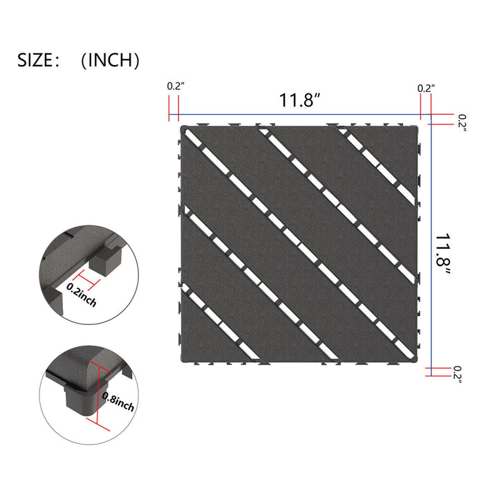 Durable Plastic Interlocking Deck Tiles, Waterproof Outdoor And Indoor Use