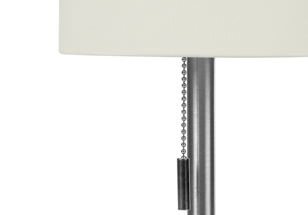 Metal Candlestick USB Table Lamps With Ivory Drum Shade (Set of 2) - Silver
