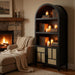 Arched Pantry Cabinet With Adjustable Storage & Doors - Black Home Essentials