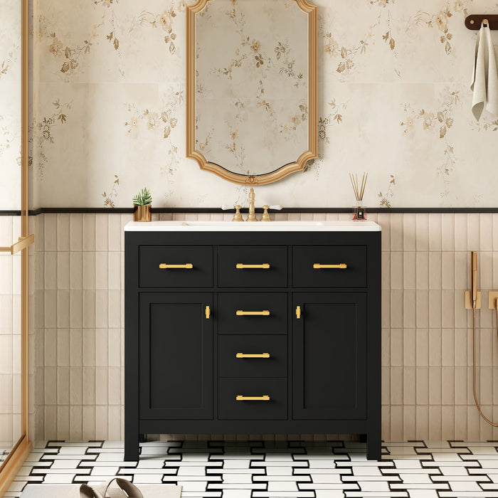 Bathroom Vanity With Sink, Cabinet With 4 Drawers & 2 Soft Close Doors, Rectangular Storage Unit For Bathroom Hearth and Haven