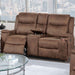 1 Piece Manual Motion Loveseat Hidden Cup Holder Console With Plush Back Cushion For Living Room - Walnut Home Essentials