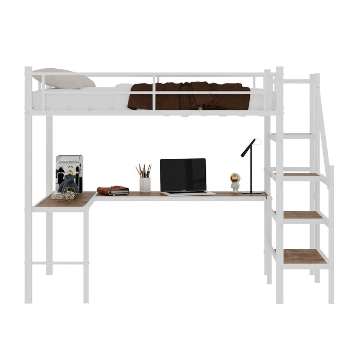 Loft Bed & L-Shaped Desk, Large Storage Space Home Essentials