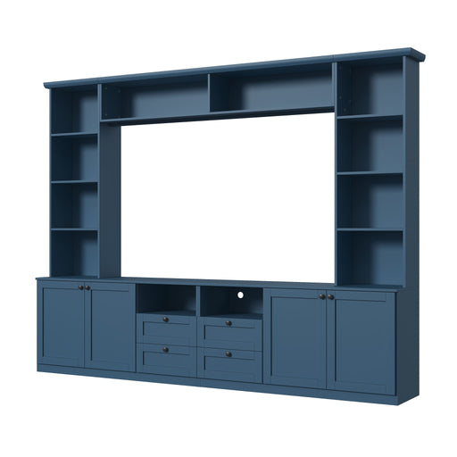 Farmhouse Elegant Entertainment Center Wall Unit With 4 Drawers Hearth and Haven