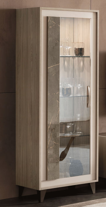 ArredoAmbra - 1 Door Glass Cabinet - Light Beige Arredoclassic Italy