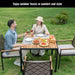 5 Piece Patio Dining Table Set, Acacia Wood Table Top With Umbrella Hole Home Essentials