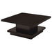 Square Coffee Table With Geometric Design And Storage Shelf - Cappuccino Furniture Max