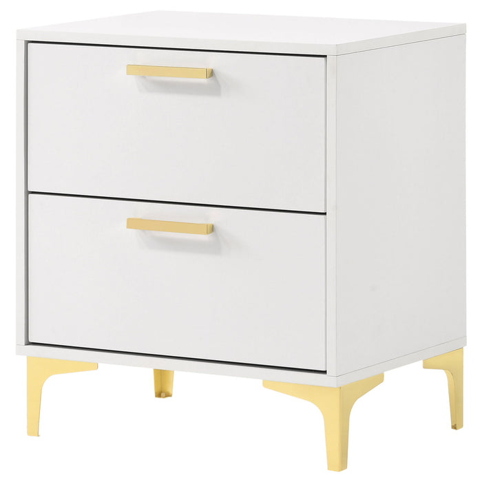 Karena - 2 Drawer Rectangular Nightstand - White Furniture Max
