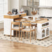 Extendable Dining Table With Folding Top, Rolling Kitchen Island With Drawers And Power Outlet Hearth and Haven