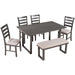 6 Pieces Family Furniture, Solid Wood Dining Room Set With Rectangular Table & 4 Chairs With Bench - Gray Hearth and Haven