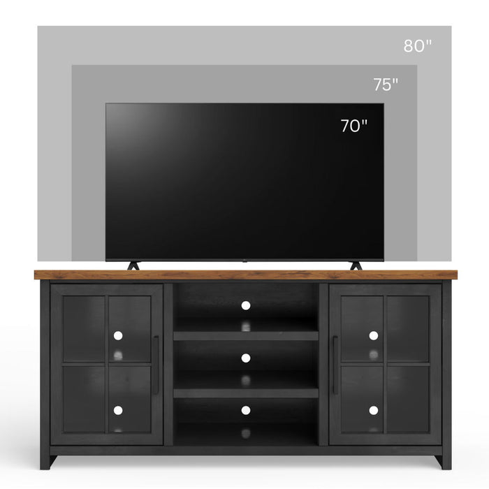 TV Stand Console For TVs Up To 80" - Black / Whiskey Home Essentials