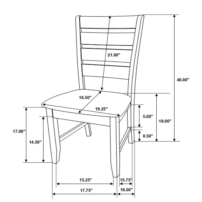 Padded Seat Side Chairs With Tapered Slats (Set of 2) Furniture Max