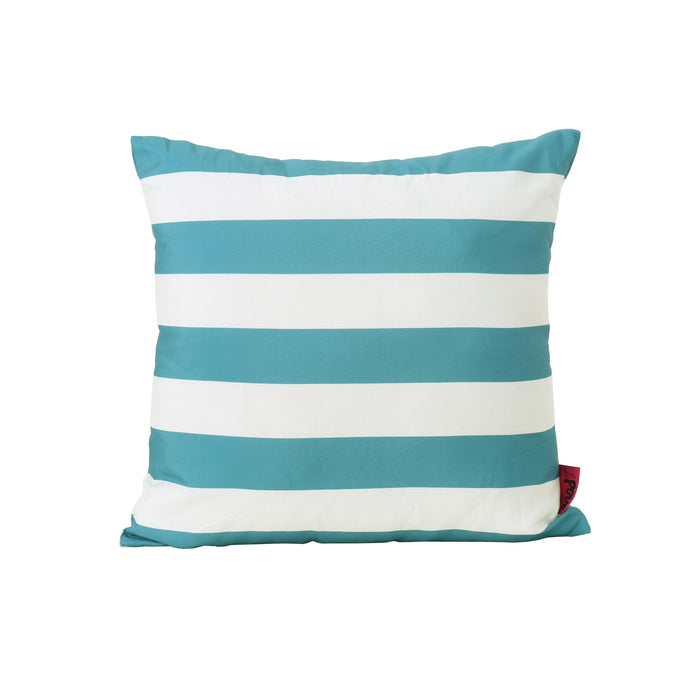 Coronado Stripe Square Pillow - Teal Blue / White