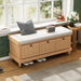 Shoe Bench With Cushion And 3 Drawers - Natural Hearth and Haven