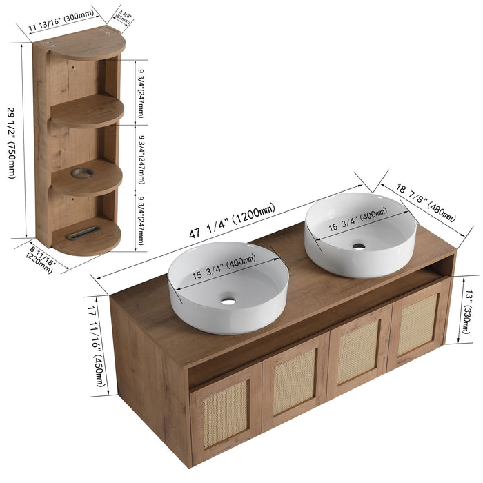 Bathroom Vanity With Art Sink And Storage Rack, Float Mounting Design Home Essentials