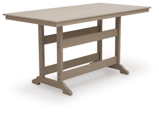 Seacliff Beach - Rectangular Counter Height Dining Table With Umbrella Option - Medium Brown Signature Design by Ashley®