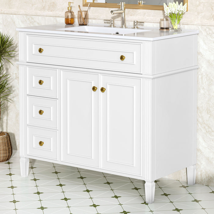 Bathroom Vanity With Sink, 3 Drawers & 2 Soft-Close Doors Hearth and Haven