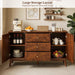 Sideboard Buffet Cabinet With 3 Drawers And 2 Storage Cabinets - Walnut Home Essentials