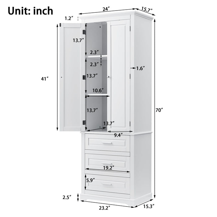 Tall Storage Cabinet With 3 Drawers For Bathroom Hearth and Haven