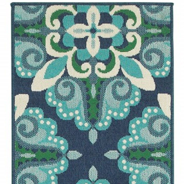 2' X 8' Indoor / Outdoor Area Rug - Blue / Green