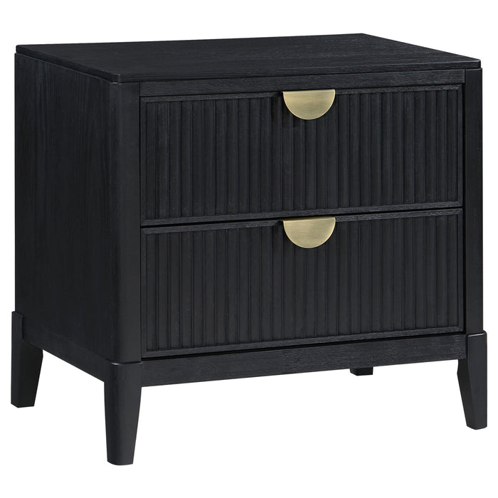 Mason - 2 Drawer Nightstand With Fluted Design - Black Furniture Max