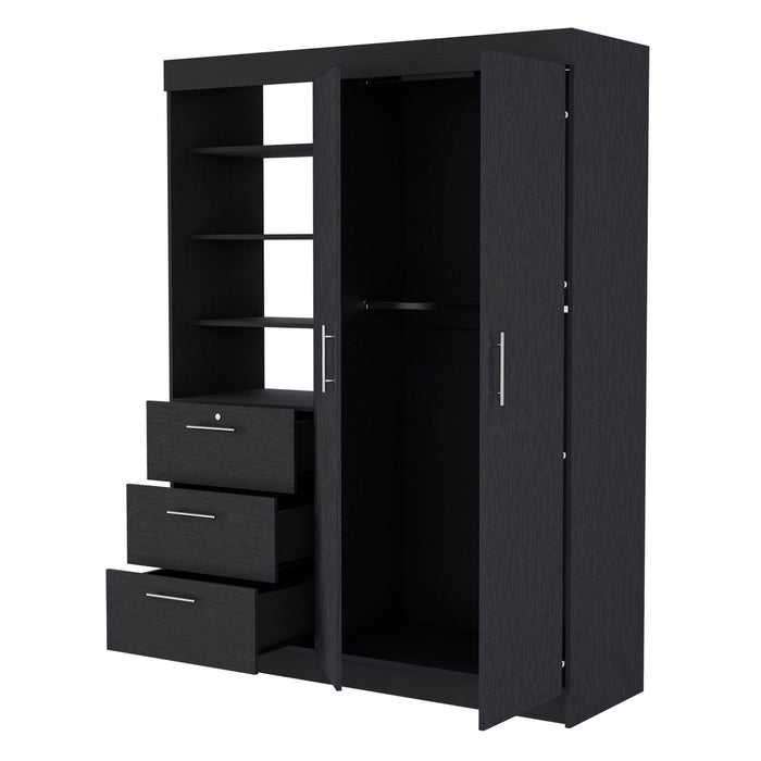 Accent Cabinet Soft Close With Three Shelves And One Drawer - Black