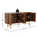Modern Scandinavian 4 Door Sideboard Storage Cabinet With Adjustable Shelves - Brown / Gold Noble House