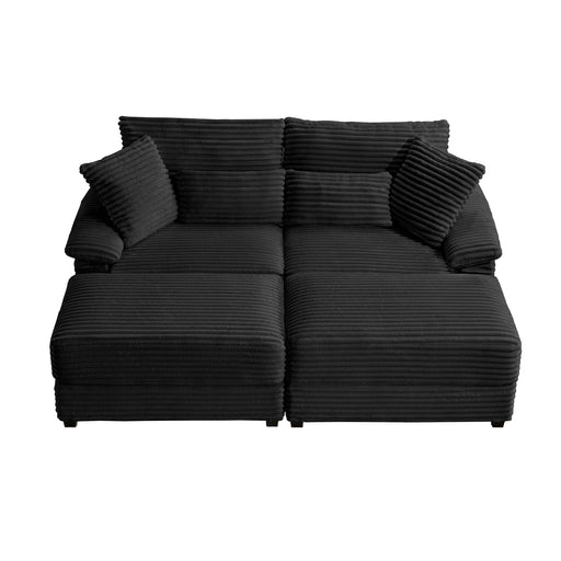 Double Chaise Lounge Set With Reversible Storage Ottomans, USB Port Home Essentials