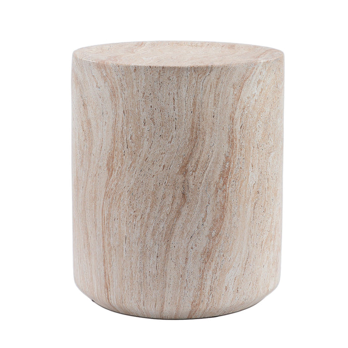 Tall Cylindrical Accent Coffee Table In - Beige / Yellow Home Essentials