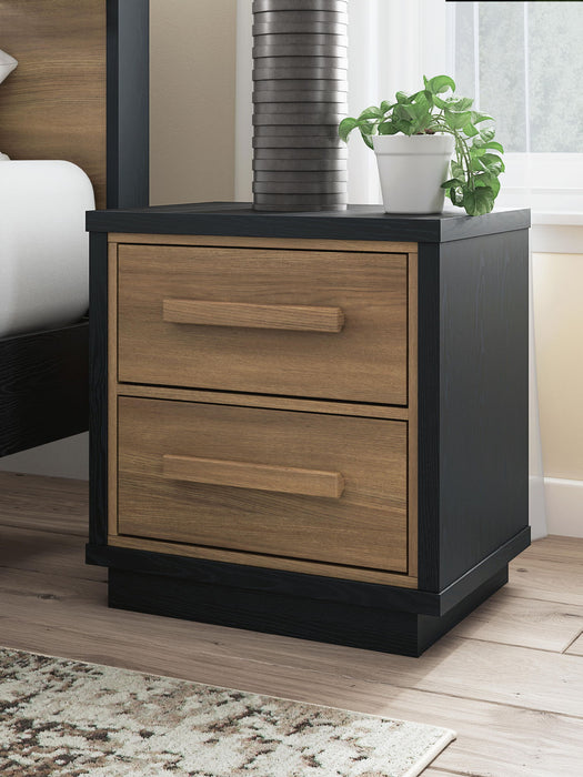 Kozmour - Two Drawer Night Stand - Black / Brown Signature Design by Ashley®