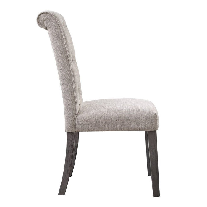Yabeina - Side Chair Set of 2) - Beige Linen & Gray