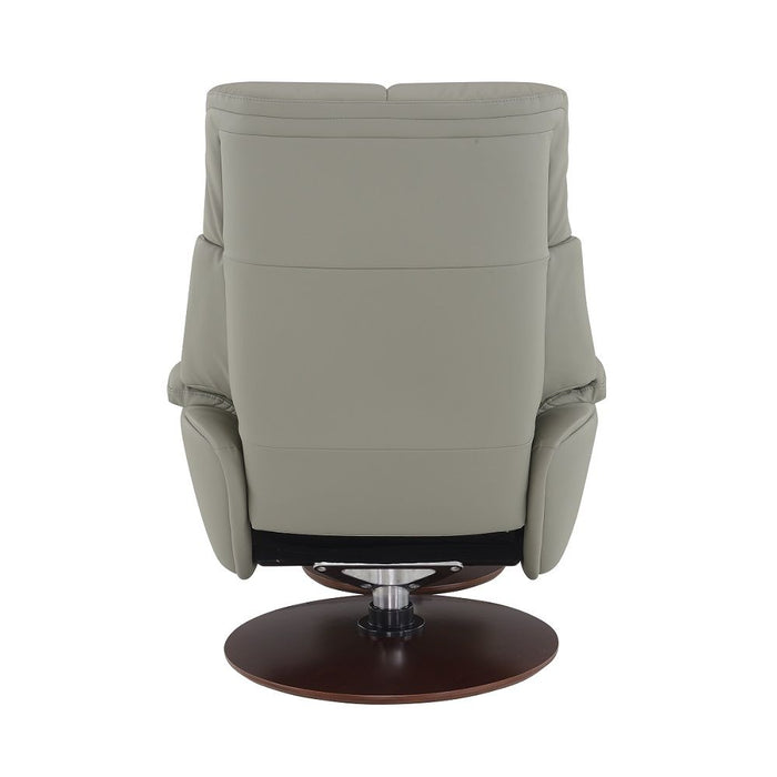 Kandoro - Motion Accent Chair With Swivel & Ottoman - Gray Leather & Brown Base ACME