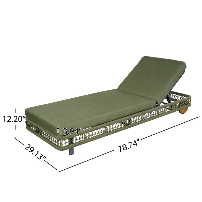 Outdoor Chaise Lounge & Wheels, 5 Position Adjustable Backrest Noble House