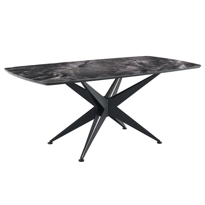 Klaus - Dining Table - Crystal Tempered Glass Top & Black Finish