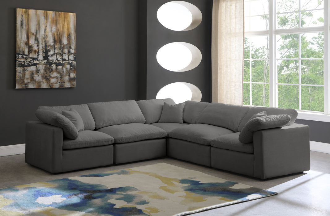 Plush - Velvet Standart Comfort 5 Piece Modular Sectional - Grey