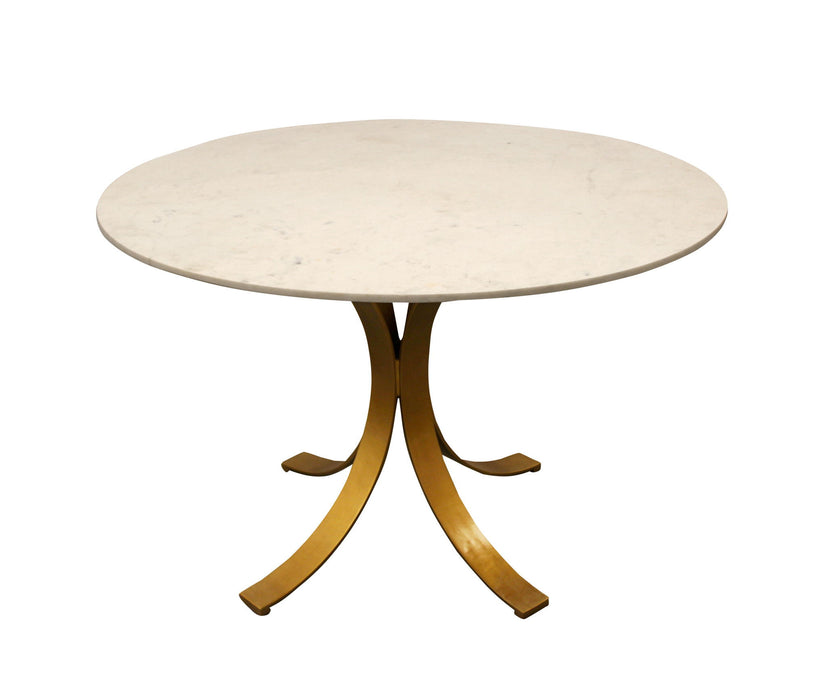 Rounded Marble And Iron Dining Table - Ivory / Brass