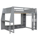Gaming Loft Bed With Desk, Multi Storage Shelves, LED Lighting, And Hanging Clothes Rack Hearth and Haven