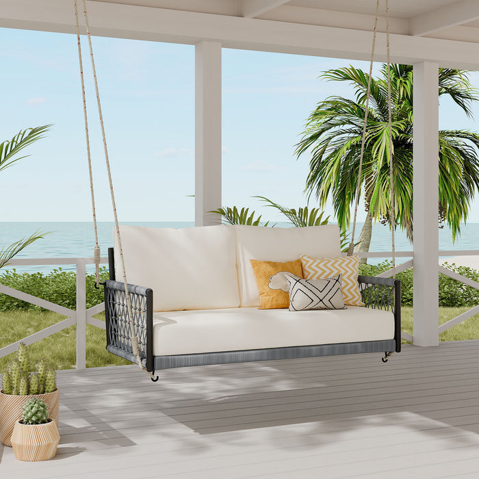 Outdoor Swing Sofa With Soft Cushions For Patio - Beige Hearth and Haven