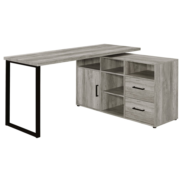 Corrado - L-Shape Office Desk With Storage - Gray Furniture Max