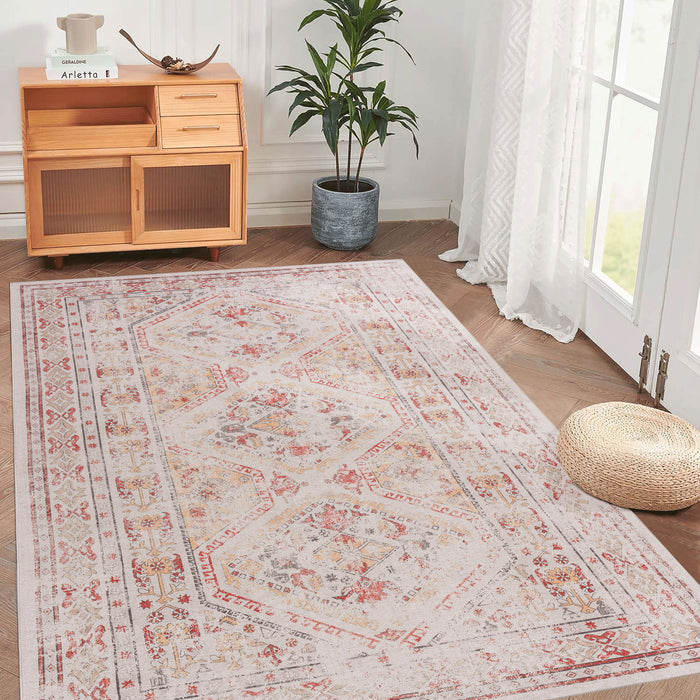 6' x 9' Area Rugs, Washable Rug, Low-Pile, Non-Slip, Non-Shedding, Foldable, Kid & Pet Friendly Area Rugs For Living Room, Bedroom, Kitchen, Dining Room Rug - Beige Area Rug - Beige