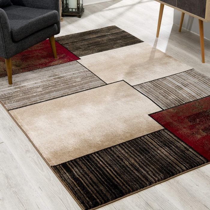 6' x 9' Abstract Dhurrie Area Rug - Brown