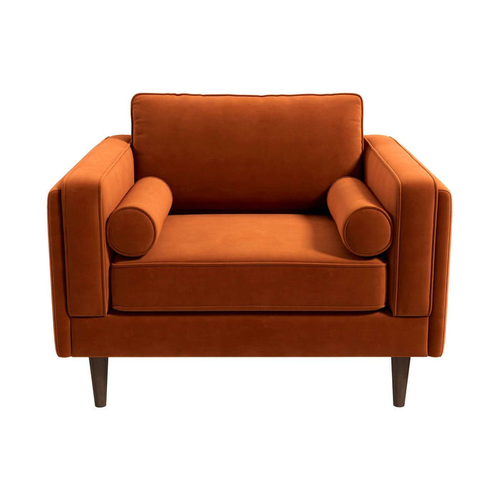 Amber Velvet Lounge Chair - Orange