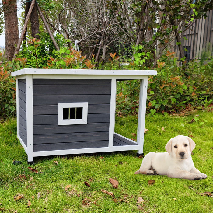 Outdoor PUppy Dog Kennel, Waterproof Dog Cage, Wooden Dog House With Porch Deck