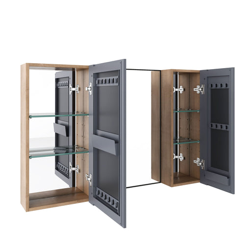 43.3" Wall Mounted Bathroom Cabinet With Adjustable Shelves, Door Storage Cabinet - Imitative Oak Home Essentials