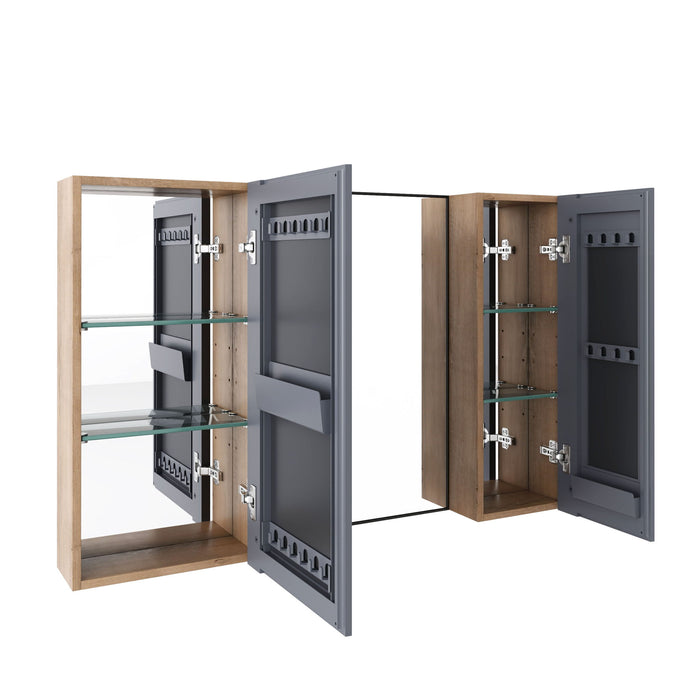 43.3" Wall Mounted Bathroom Cabinet With Adjustable Shelves, Door Storage Cabinet - Imitative Oak Home Essentials